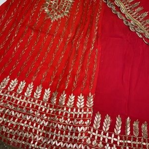 3 piece Orange Gota work palazzo pant set